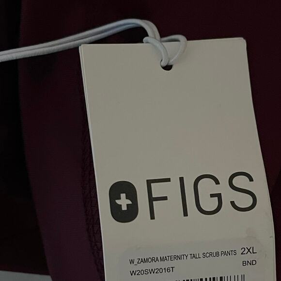 NWT Figs Zamora Maternity Scrub Pants Jogger XXL Tall Burgundy Red New - Picture 9 of 9